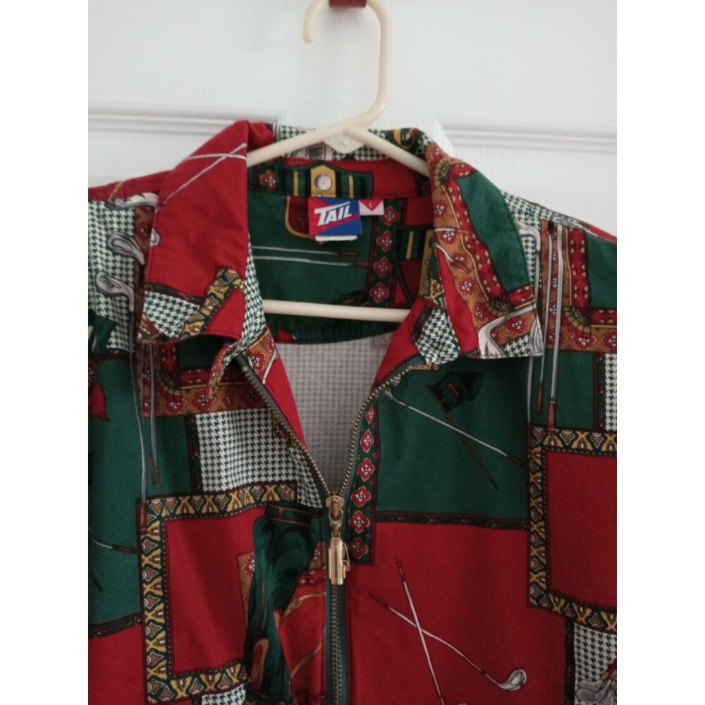 Vintage Tail Women's Windbreaker Full Zip Long Sleeve Jacket Golf Print Sz Large